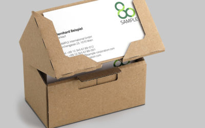 New: Business card box made of 100% recycled corrugated board